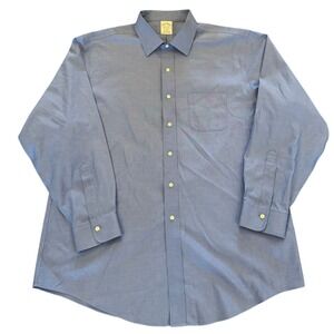 Brooks Brothers Regent Dress Shirt Mens 17.5 35 Blue Non-Iron Supima Cotton